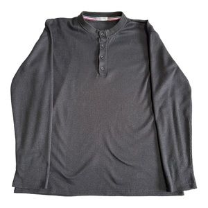 CoofAndy Black Three Button Waffle Knit Henley Shirt Size L